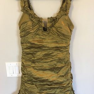 Cbg Taffeta Metallic Ruched Mini Cocktail Dress